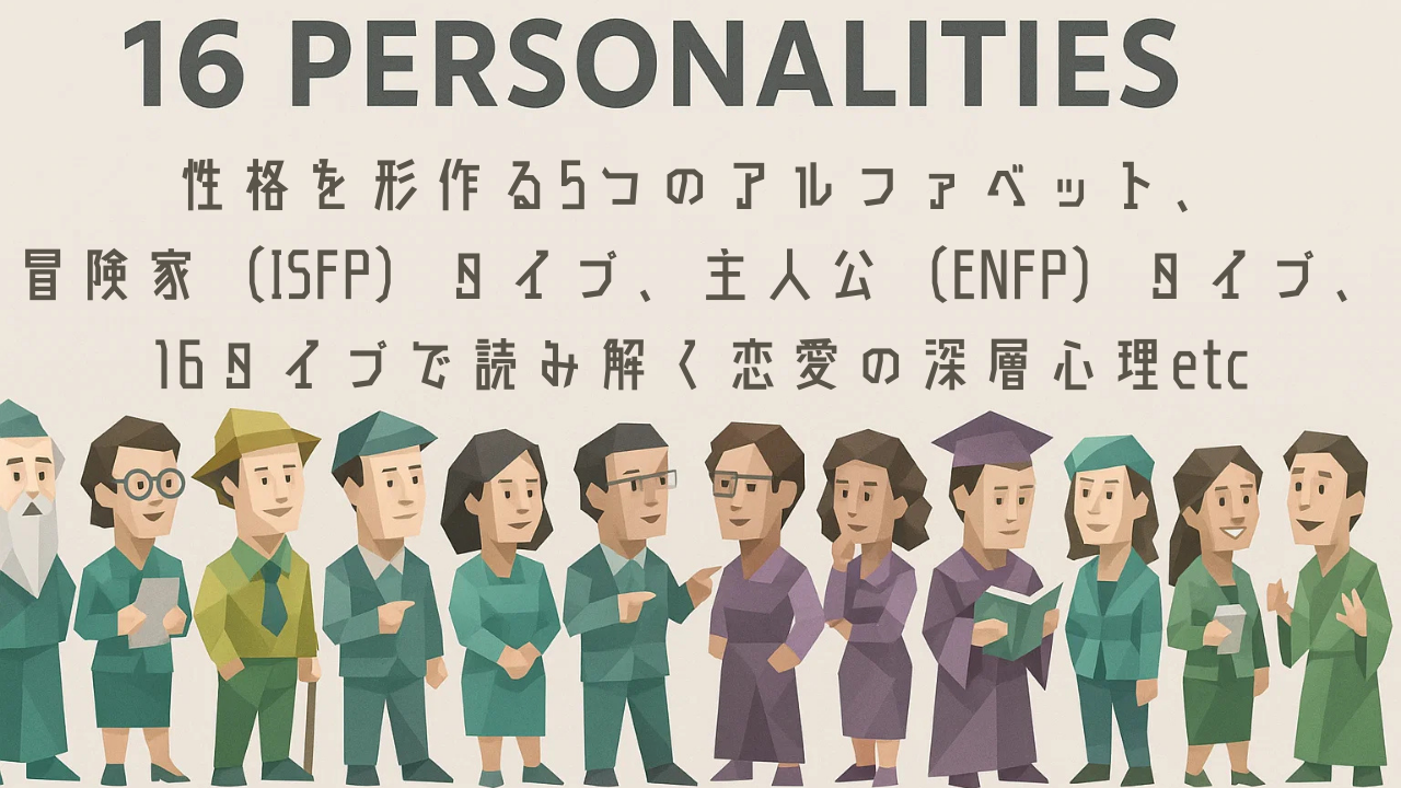 16Personalities性格診断 完全ガイド：性格を形作る5つのアルファベット、 冒険家（ISFP）&主人公（ENFP）タイプの恋愛・相性・適職、 16タイプで読み解く恋愛の深層心理etc