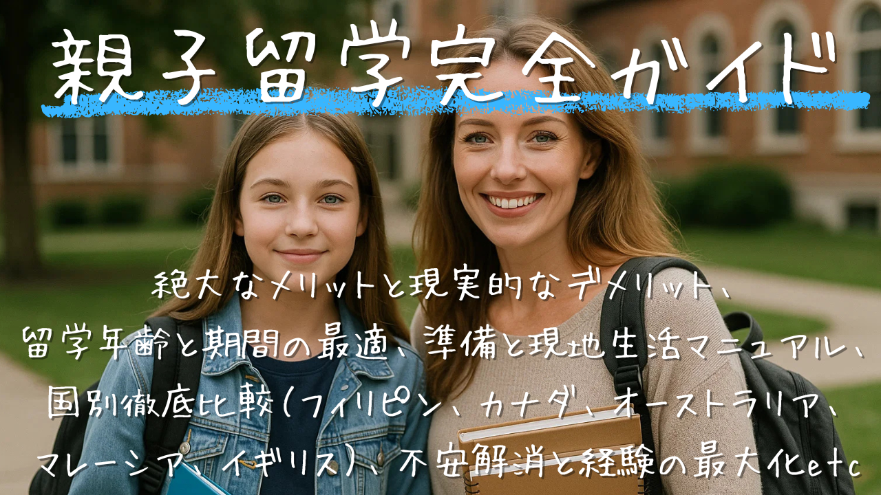 親子留学ガイド：絶大なメリットと現実的なデメリット、留学する年齢と期間の最適、国別徹底比較（フィリピン、カナダ、オーストラリア、マレーシア、イギリス）準備と現地生活マニュアル、不安解消と経験の最大化