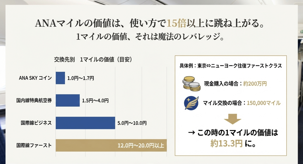 ANAマイル攻略ガイド：1マイルいくらの価値があるのか？、マイルを貯める３つの方法、誰でもできる日常生活編、初めての夢の無料国内旅行 | NEW  LIFE
