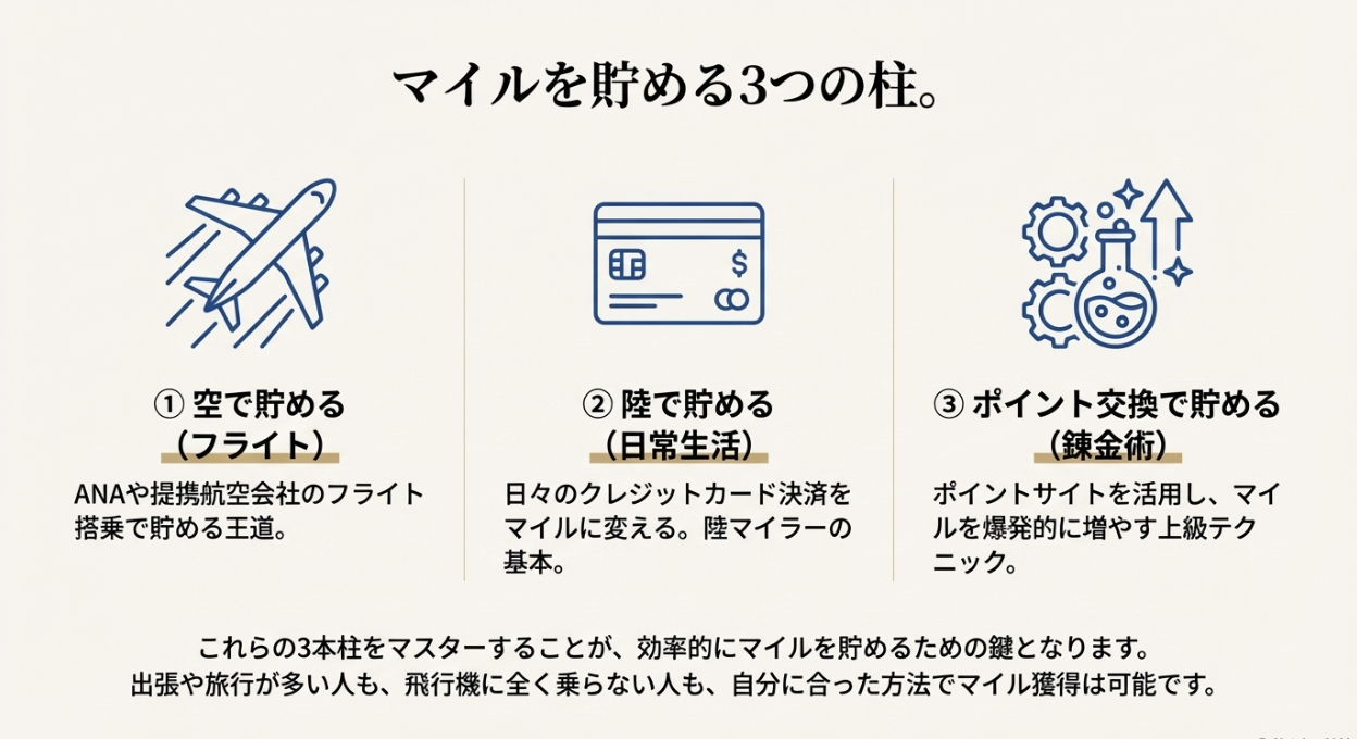 ANAマイル攻略ガイド：1マイルいくらの価値があるのか？、マイルを貯める３つの方法、誰でもできる日常生活編、初めての夢の無料国内旅行 | NEW  LIFE